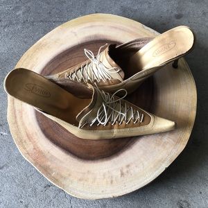 Gold leather mules - size 6